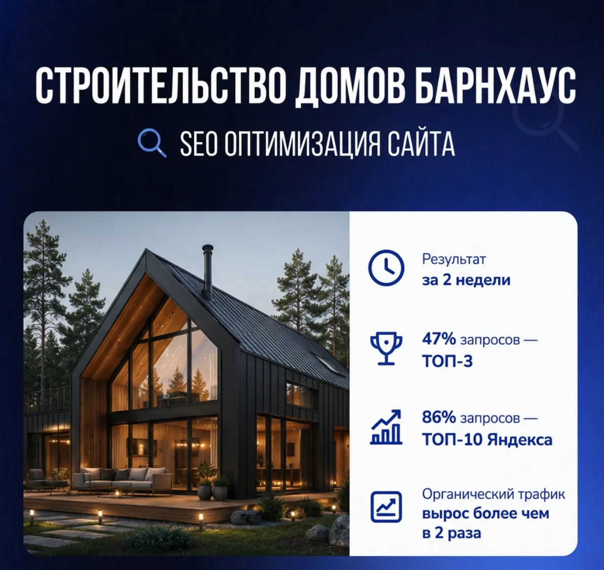 SEO-продвижение сайта — Строительство домов барнхаус